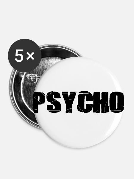 PSYCHO - Buttons groß 56 mm (5er Pack) - Weiß