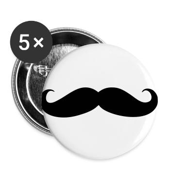 Schnurrbart - Buttons groß 56 mm (5er Pack) - Weiß - Vorne