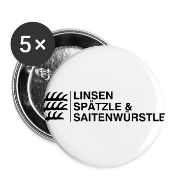 Linsen Spätzle & Saitenwürstle Schwaben Geschenk - Buttons groß 56 mm (5er Pack) - Weiß - Vorne