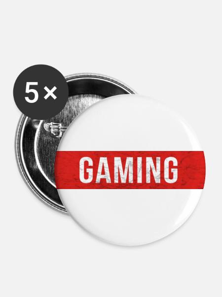 Gaming - Roter Block Scratch - Buttons groß 56 mm (5er Pack) - Weiß
