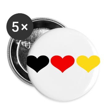 Deutschland Herzen - Buttons groß 56 mm (5er Pack) - Weiß - Vorne