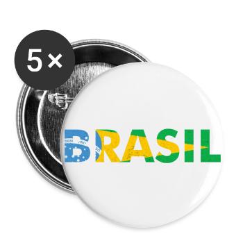 Conception de drapeau du Brésil en couleurs nationales - Lot de 5 grands badges (56 mm) - blanc - Devant
