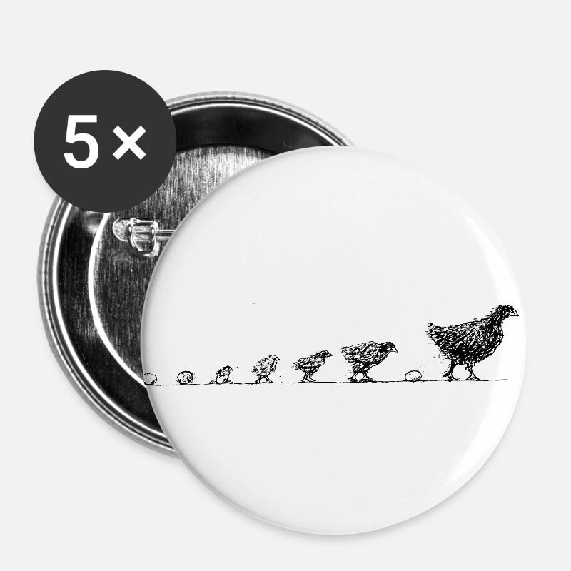 Development of a chicken - Buttons large 2.2''/56 mm (5-pack) - white