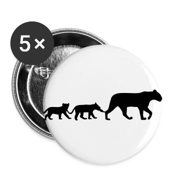 Lioness and lion cubs - Buttons large 2.2''/56 mm (5-pack) - white - Front
