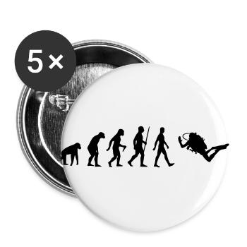 Evolution Mensch Affe Taucher Tauchen Sporttauchen - Buttons groß 56 mm (5er Pack) - Weiß - Vorne