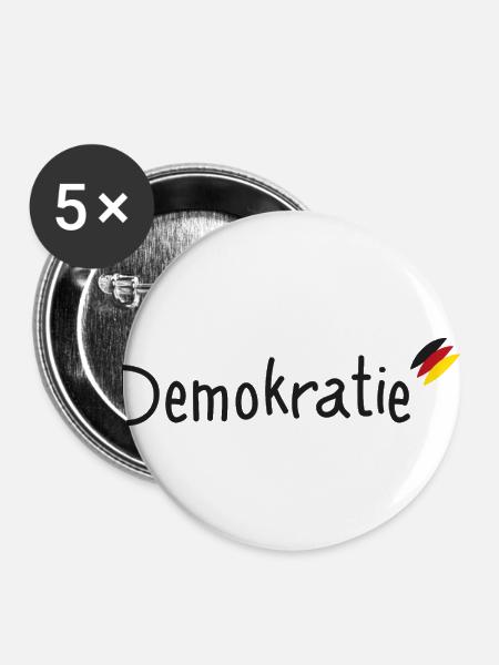 Demokratie - Buttons groß 56 mm (5er Pack) - Weiß