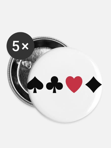 Poker Liebe - Buttons groß 56 mm (5er Pack) - Weiß