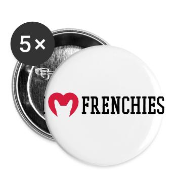 I love Frenchies - Buttons groß 56 mm (5er Pack) - Weiß - Vorne