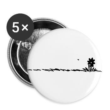 Cartoon flower in the grass with insect - Buttons large 2.2''/56 mm (5-pack) - white - Front