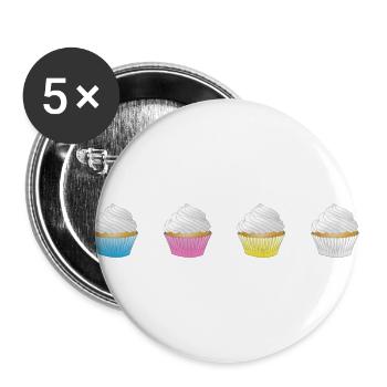 cupcake muffin cake kuchen backen bakery25 - Buttons groß 56 mm (5er Pack) - Weiß - Vorne
