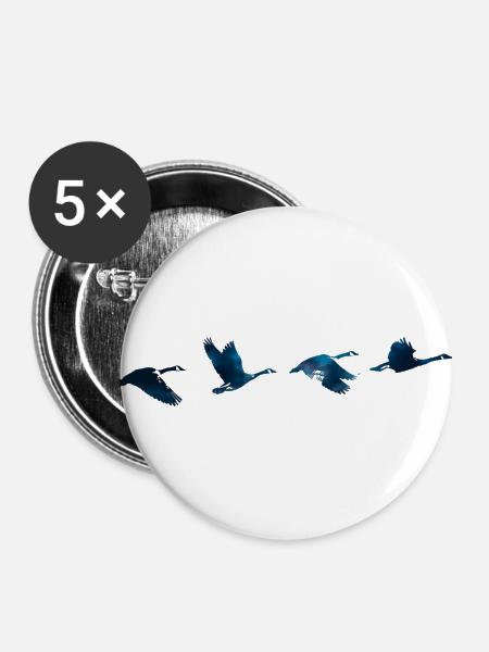 Geese #4 - Buttons large 2.2''/56 mm (5-pack) - white
