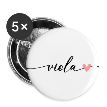 Viola Surname First name Calligraphy Script - Buttons large 2.2''/56 mm (5-pack) - white - Front