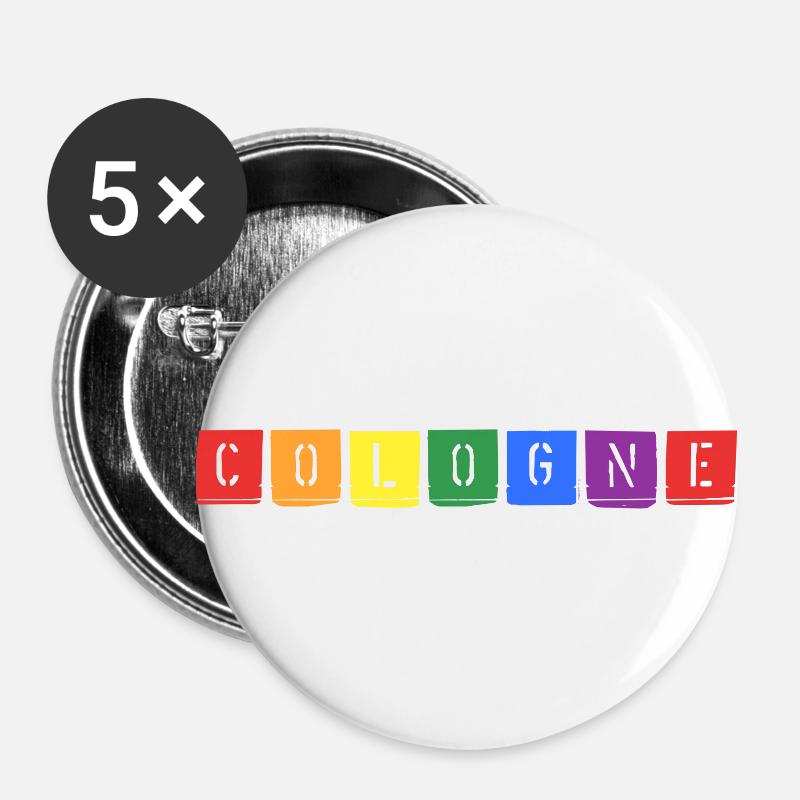 Rainbow Cologne - Buttons groß 56 mm (5er Pack) - Weiß