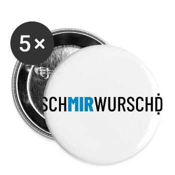Schmirwurschd (schwarz) - Buttons groß 56 mm (5er Pack) - Weiß - Vorne