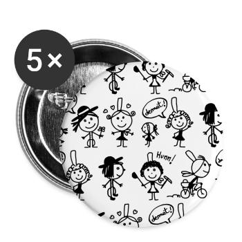kleine bretonische Figuren - Buttons groß 56 mm (5er Pack) - Weiß - Vorne