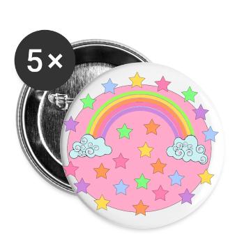 Kawaii Rainbow - Buttons large 2.2''/56 mm (5-pack) - white - Front