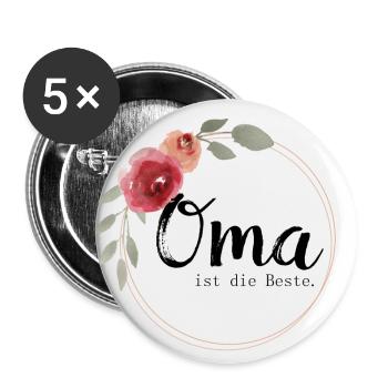 Oma ist die Beste - Buttons groß 56 mm (5er Pack) - Weiß - Vorne