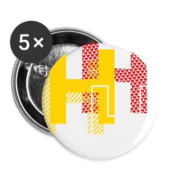 H h h - Buttons groß 56 mm (5er Pack) - Weiß - Vorne