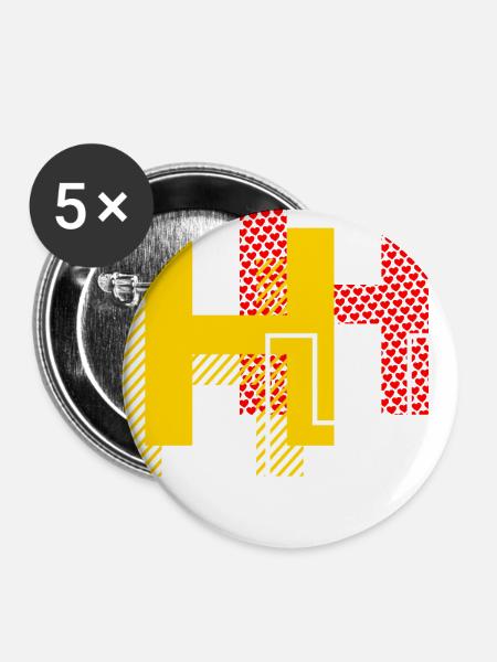 H h h - Buttons groß 56 mm (5er Pack) - Weiß