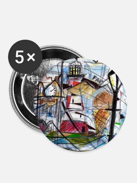 Smeaton's tower - Plymouth England - Buttons large 2.2''/56 mm (5-pack) - white