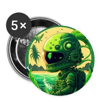 Un astronaute vert qui n’est pas de cette Terre - Lot de 5 grands badges (56 mm) - blanc - Devant