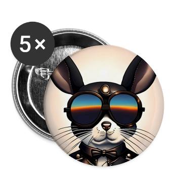 Verrückter Hase Osterhase Sonnenbrille Brille - Buttons groß 56 mm (5er Pack) - Weiß - Vorne