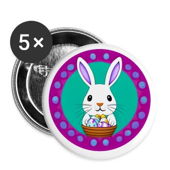 Osterkorb Osterhase - Buttons groß 56 mm (5er Pack) - Weiß - Vorne