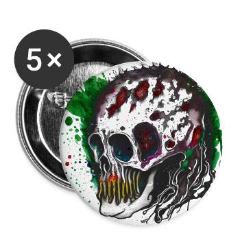 Fieses Monster Zombie Böse - Buttons groß 56 mm (5er Pack) - Weiß - Vorne