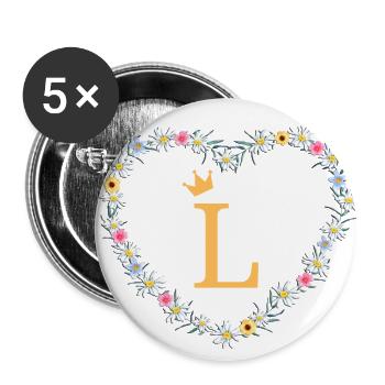Letter L, Monogram, Heart, Personalizable - Buttons large 2.2''/56 mm (5-pack) - white - Front