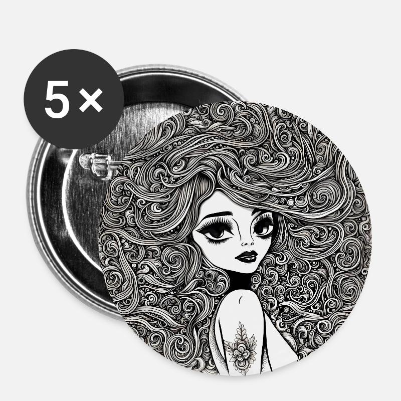 Hairstyle #1 - Buttons large 2.2''/56 mm (5-pack) - white