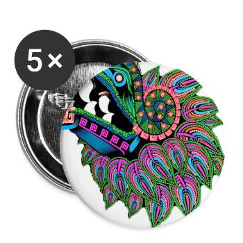 Drache, bunt, illustration,mexikanisch, ornament - Buttons groß 56 mm (5er Pack) - Weiß - Vorne