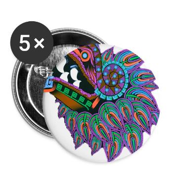 Drache, bunt, illustration,mexikanisch, ornament - Buttons groß 56 mm (5er Pack) - Weiß - Vorne