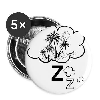 Traum Blase vom Urlaub mit Sonne, Palmen, Meer - Buttons groß 56 mm (5er Pack) - Weiß - Vorne