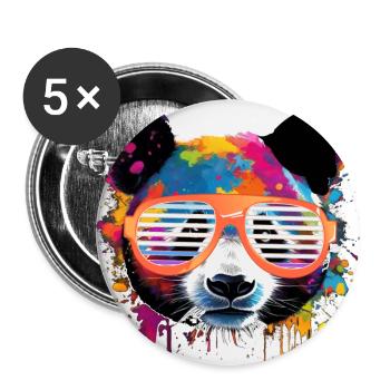 Panda, panda bear, bear, graffiti, colorful - Buttons large 2.2''/56 mm (5-pack) - white - Front