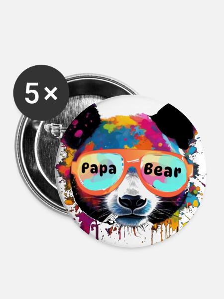 Panda,pandabär,bär, Graffiti,bun - Buttons groß 56 mm (5er Pack) - Weiß