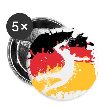 Volleyball, Deutschland, Graffiti, Farbe, Flagge - Buttons groß 56 mm (5er Pack) - Weiß - Vorne