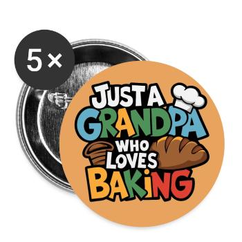 Grandpa is a baker, our grandpa likes to bake - Buttons large 2.2''/56 mm (5-pack) - white - Front