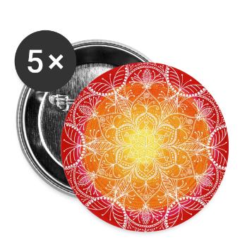 Feuerblüte – Mandala der Kraft & Energie - Buttons groß 56 mm (5er Pack) - Weiß - Vorne