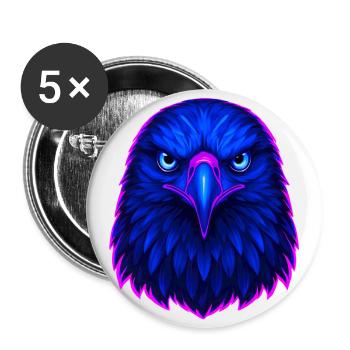 Blauer Adler Neon Kunst - Buttons groß 56 mm (5er Pack) - Weiß - Vorne