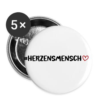 Herzensmensch Herz - Buttons groß 56 mm (5er Pack) - Weiß - Vorne