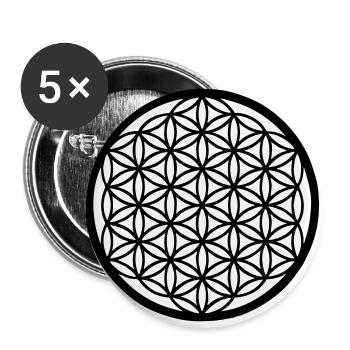 Flower_Of_Life - Buttons groß 56 mm (5er Pack) - Weiß - Vorne