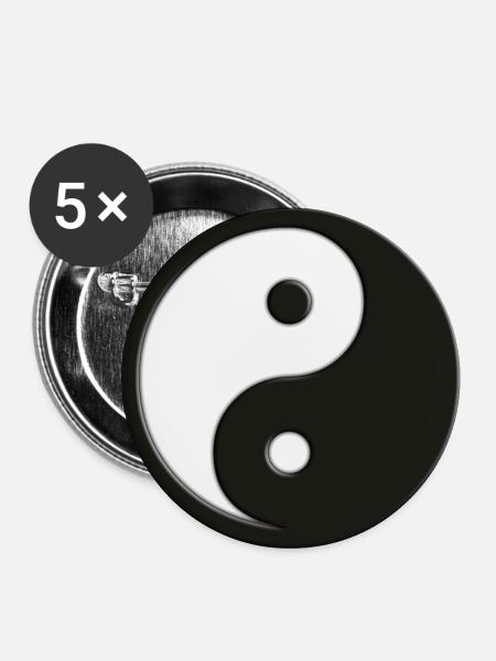 Yin & Yang symbol | black and white - Buttons large 2.2''/56 mm (5-pack) - white