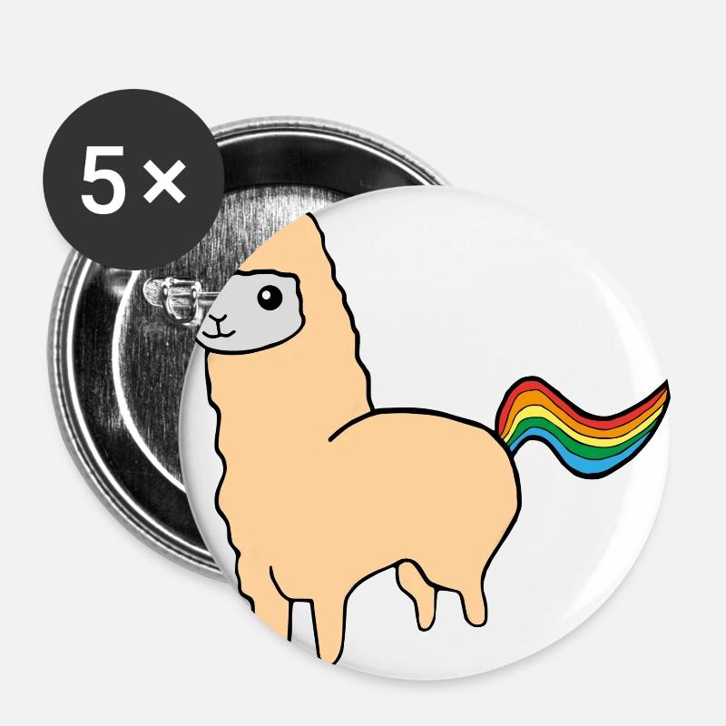 Alpaca unicorn - Buttons large 2.2''/56 mm (5-pack) - white