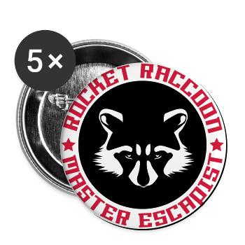 Rocket-Waschbär voll Logo - Buttons groß 56 mm (5er Pack) - Weiß - Vorne