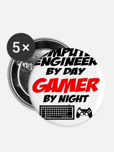 Computer engineer Gamer - Buttons groß 56 mm (5er Pack) - Weiß