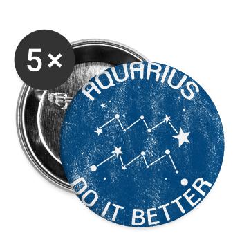 Sternzeichen Wassermann / Zodiac Aquarius - Buttons groß 56 mm (5er Pack) - Weiß - Vorne