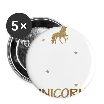 Keep Calm And Be A Unicorn Gold Geschenk - Buttons groß 56 mm (5er Pack) - Weiß - Vorne