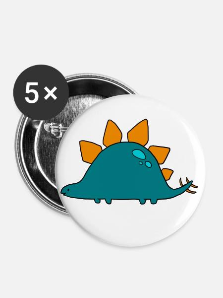 Stegosaurus - Buttons large 2.2''/56 mm (5-pack) - white