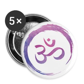 Yoga zen cercle om - Lot de 5 grands badges (56 mm) - blanc - Devant