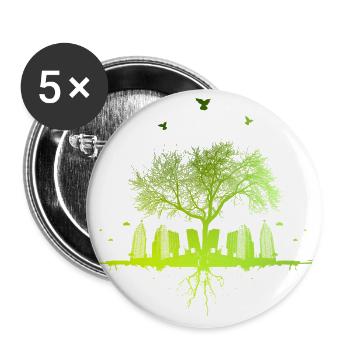 Green Tree - nature tree city urban gift - Buttons large 2.2''/56 mm (5-pack) - white - Front